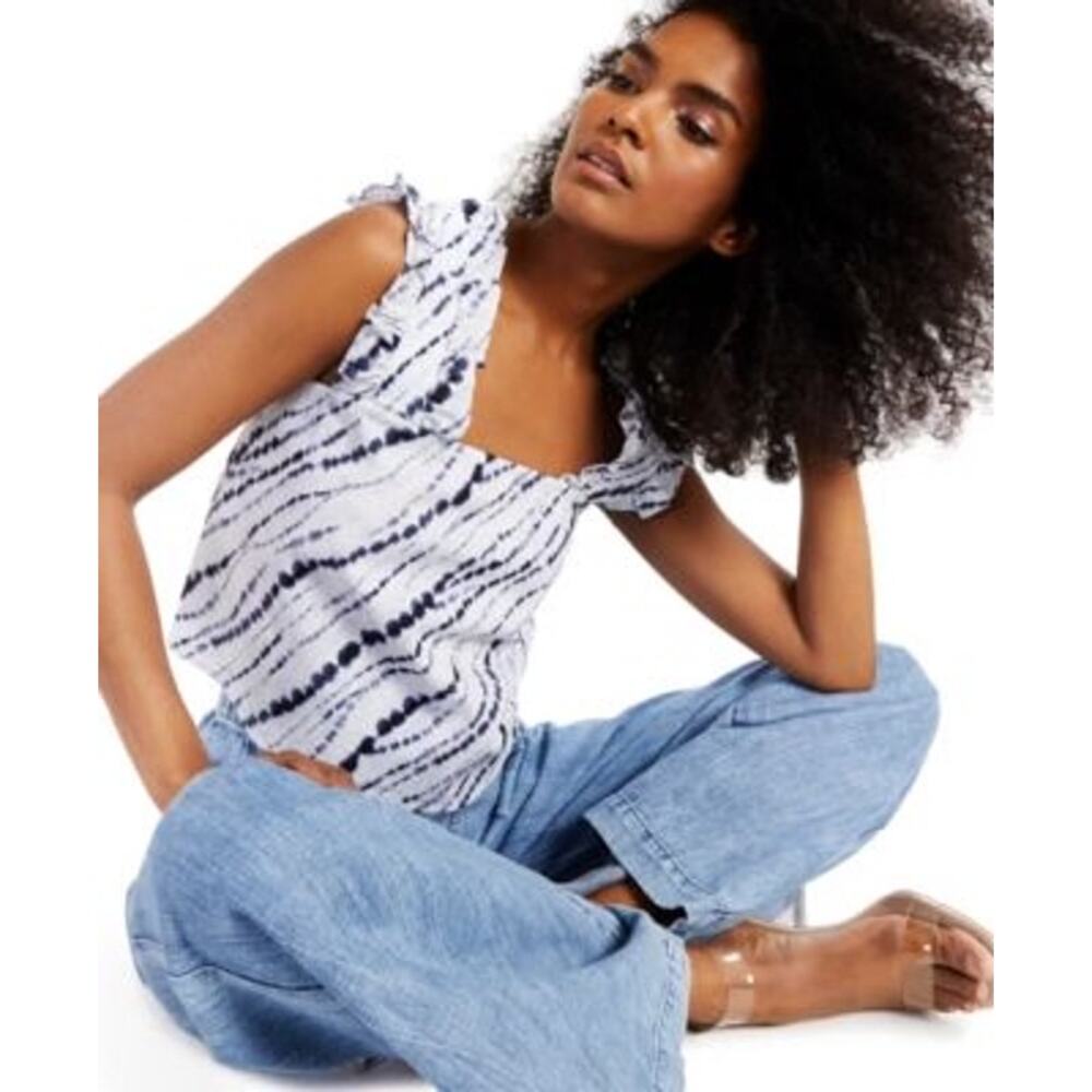 INC International Concepts Earth Collection Tie Die Ruffle Cropped Tank - XXL